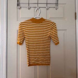 Forever 21 Mustard and White Striped Sweater